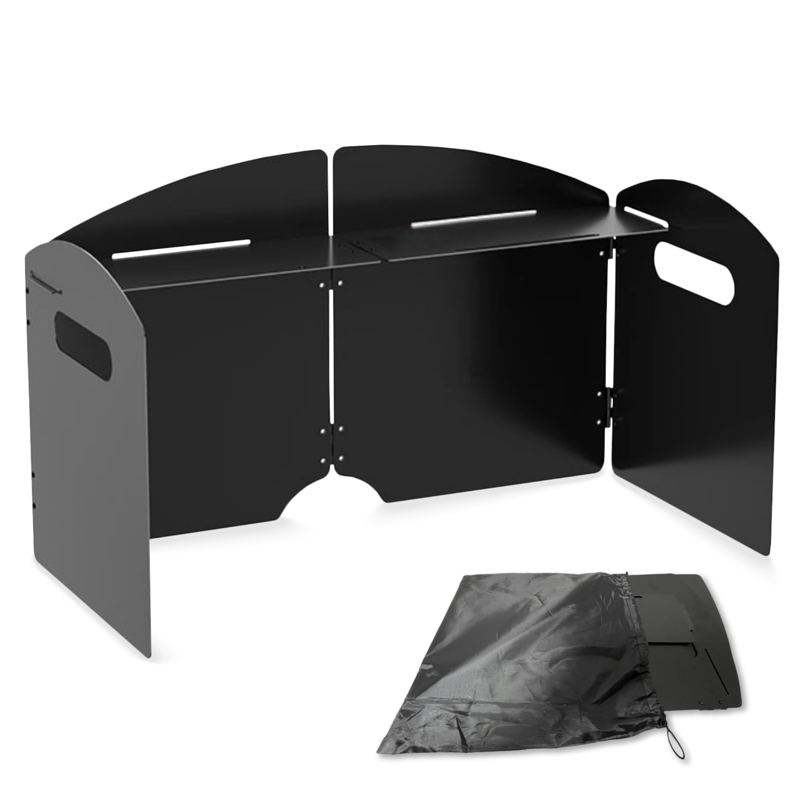 Next Joy Складной ветрозащитный экран для кемпинга, кухонных плит и полок для приправ, компактный, с сумкой для хранения, черный (Четырехстворчатый тип)